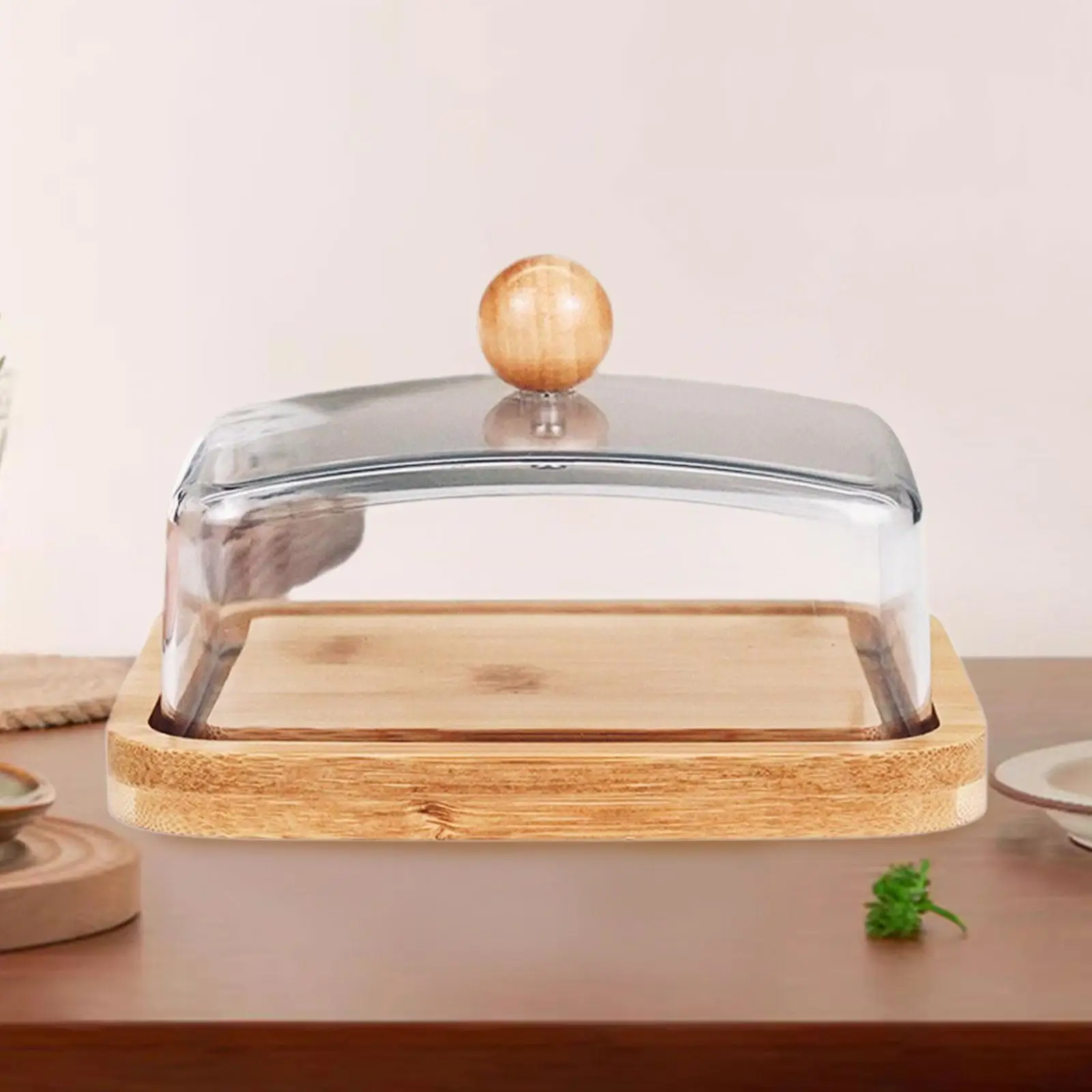 Bamboo Butter Dish with Cover Multifunctional Butter Keeper Holder for Buffet Fridge