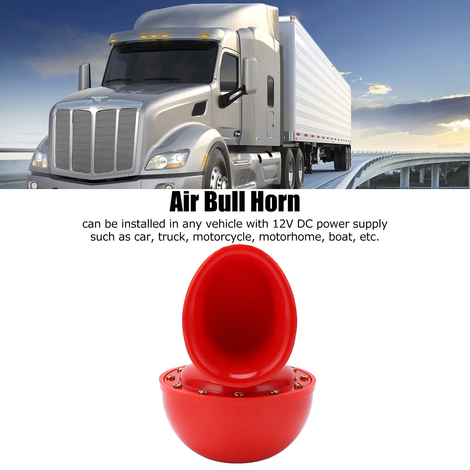 Car Horn 150db Red Air Horn Electric  Horn Cow Sound Metal Horn for Truck Train Boat Motorcycle Car Electric Air  Horn view 4