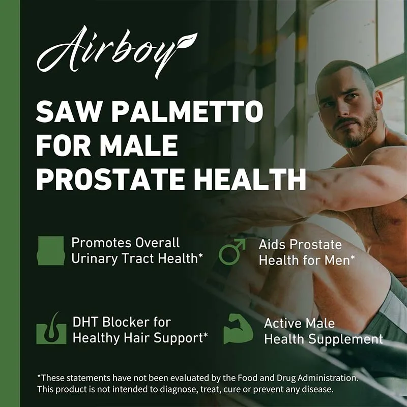 Saw Palmetto Capsules - for Men Prostate Health Supports Urinary Tract Health Bladder Health Promotes Hair Growth