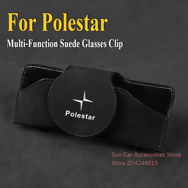 For Polestar 1 2 3 4 5 6 O₂ Visor Storage Box Sunglasses Multi-Function Suede Glasses Clip Case Car Interior Accessories
