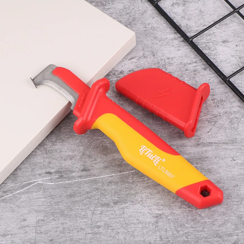 100,000-Volt Electrician's Knife Insulated Knife  Cable Skinning Hook Knife  Straight-Blade Stripping Knife for Peeling Off Cab image 5