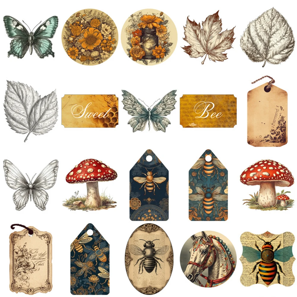 10/30/50PCS Vintage Forest Butterfly Cartoon Decoration Stickers DIY Scrapbooking Laptop Stationery Retro Decal Toy Sticker Pack