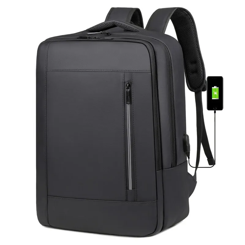 Multifunctional backpack, large capacity commuter Joker computer backpack, solid color multi-layer tie rod travel backpack