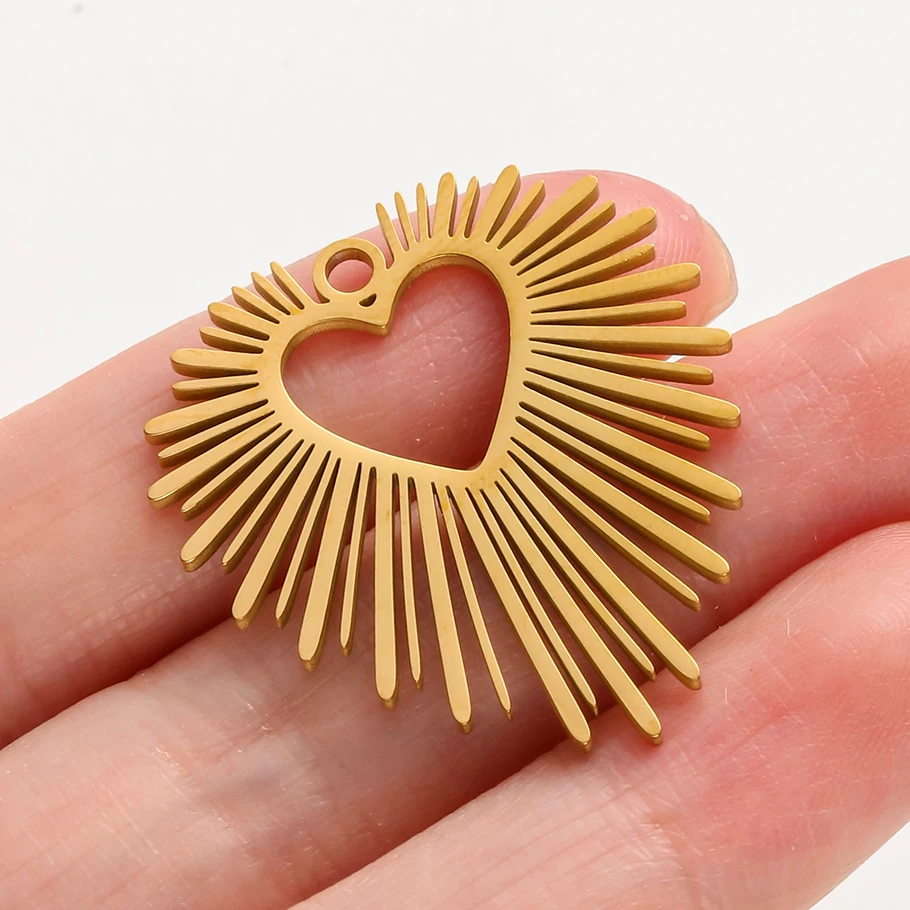 6pcs/Lot Real Gold Plated Space Alien Pendants Astronaut Sun Moon Star Charm Stainless Steel Charms For Jewelry Making Supplies view 6