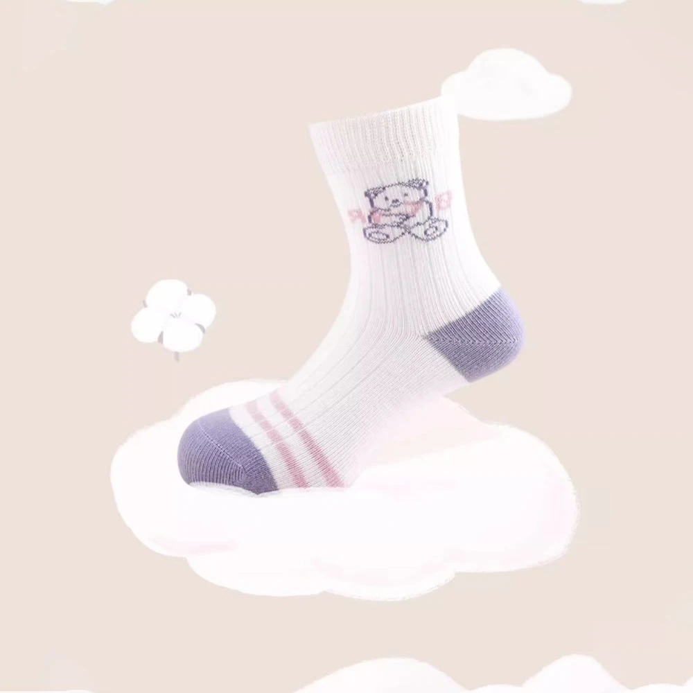 5 أزواج من جوارب الأطفال، رسوم متحركة للخريف، أقدام غير خانقة، طلاب أطفال عصرية، جوارب متوسطة قابلة للتنفس، جوارب غير رسمية