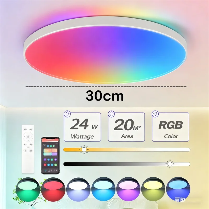 

Потолочный светильник RGB с дистанционным управлением и регулируемой яркостью, современный умный потолочный светильник 110-220 В, светодиодный светильник для кухни, гостиной
