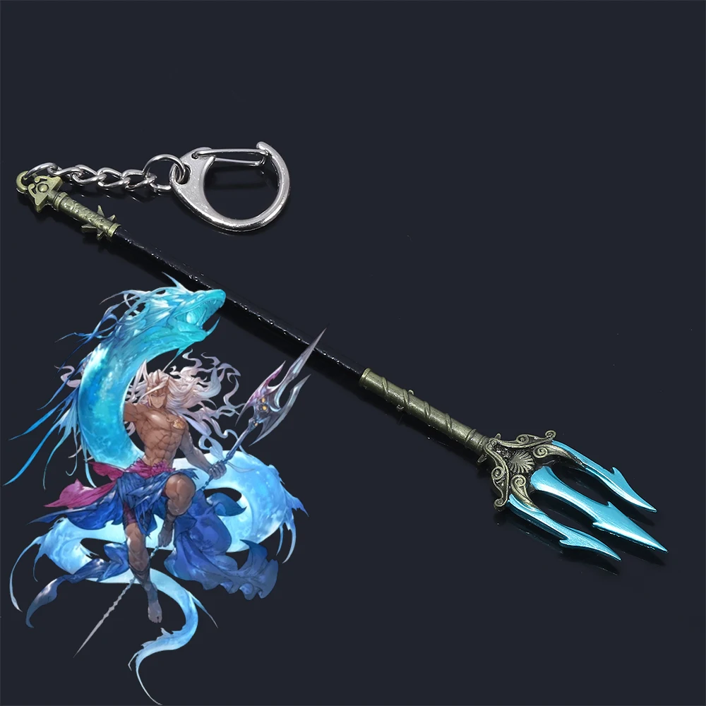 Creativity Poseidon Trident Keychain God of War Weapon Keyring Pendant Cosplay Props Fan Gift Party  Men Women Backpack Jewelry