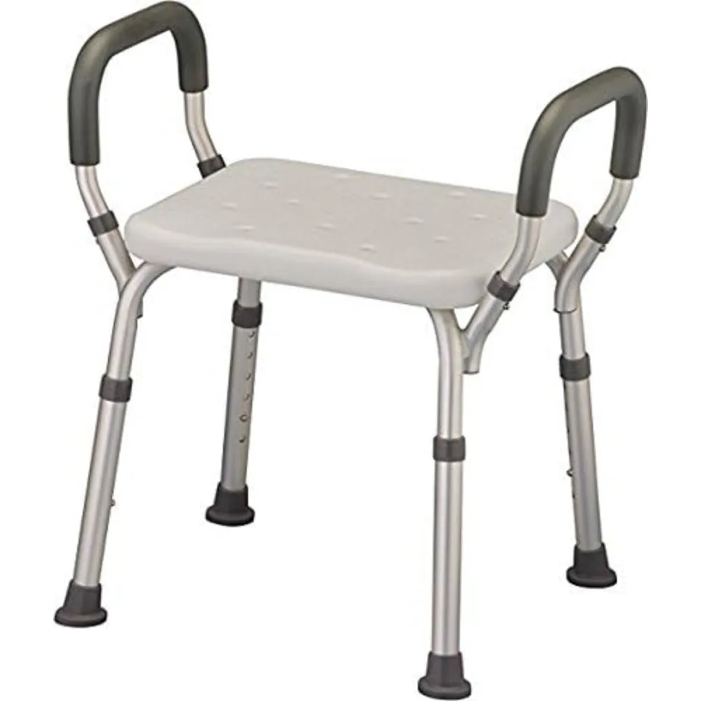 

Shower Bench Adjustable Bath Seat Shower Chair with Arms Padded Handles, without Back