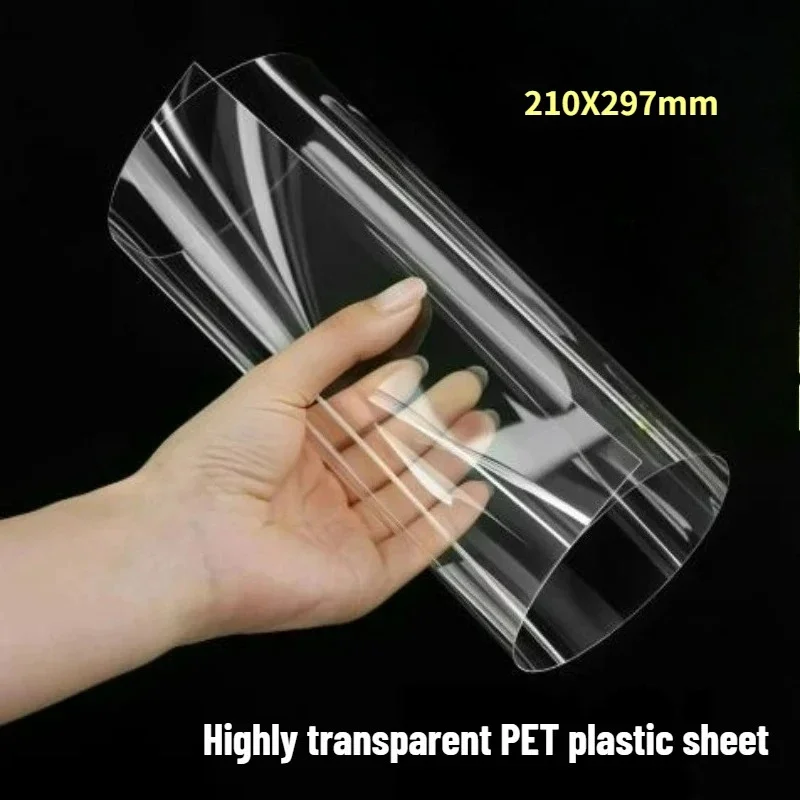 Clear PET Sheet Board 0.2-2mm Thick, A4 Size 210x297mm, Insulating High Temp Rigid Plastic Panel for Electrical DIY