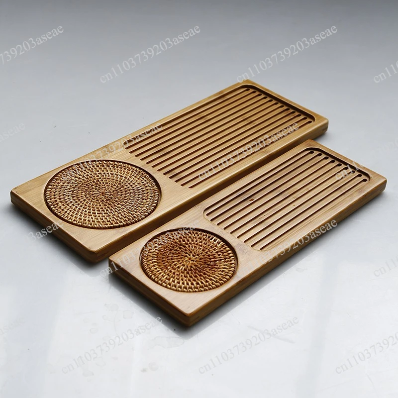 Natural bamboo and wood tea tray dry brewing table household Japanese handmade solid wood row water brewing simple kung fu tea