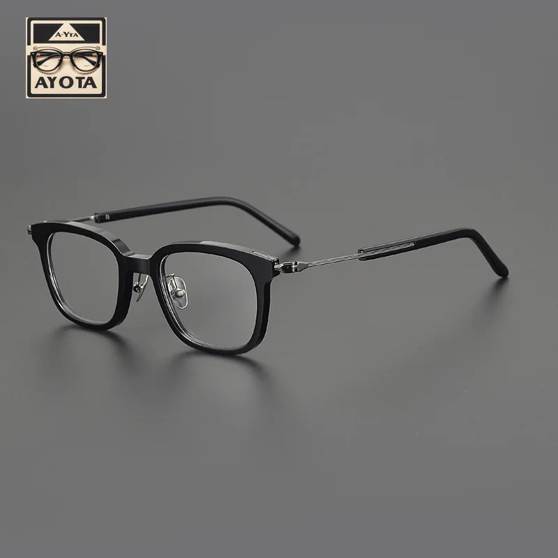 Japanese Retro Turtle Square Frame Men's High Quality Pure Titanium Acetate Optical Reading Prescription Glasses for Women