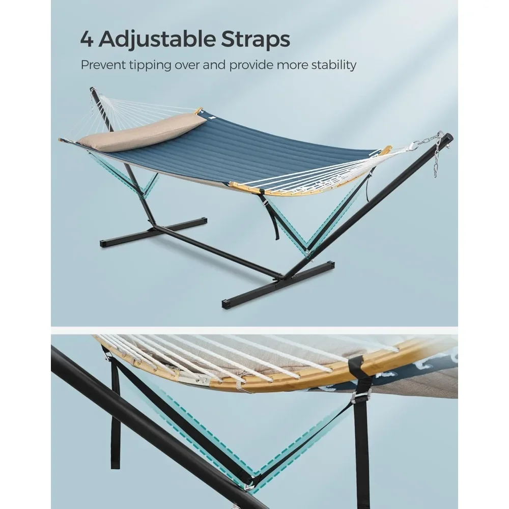 قمة الموضة - أرجوحة مع حامل، أرجوحة مبطنة مع موزعات من الخيزران المنحنية، وسادة، 78.7 × 55.1 بوصة، مبطن محمول #3