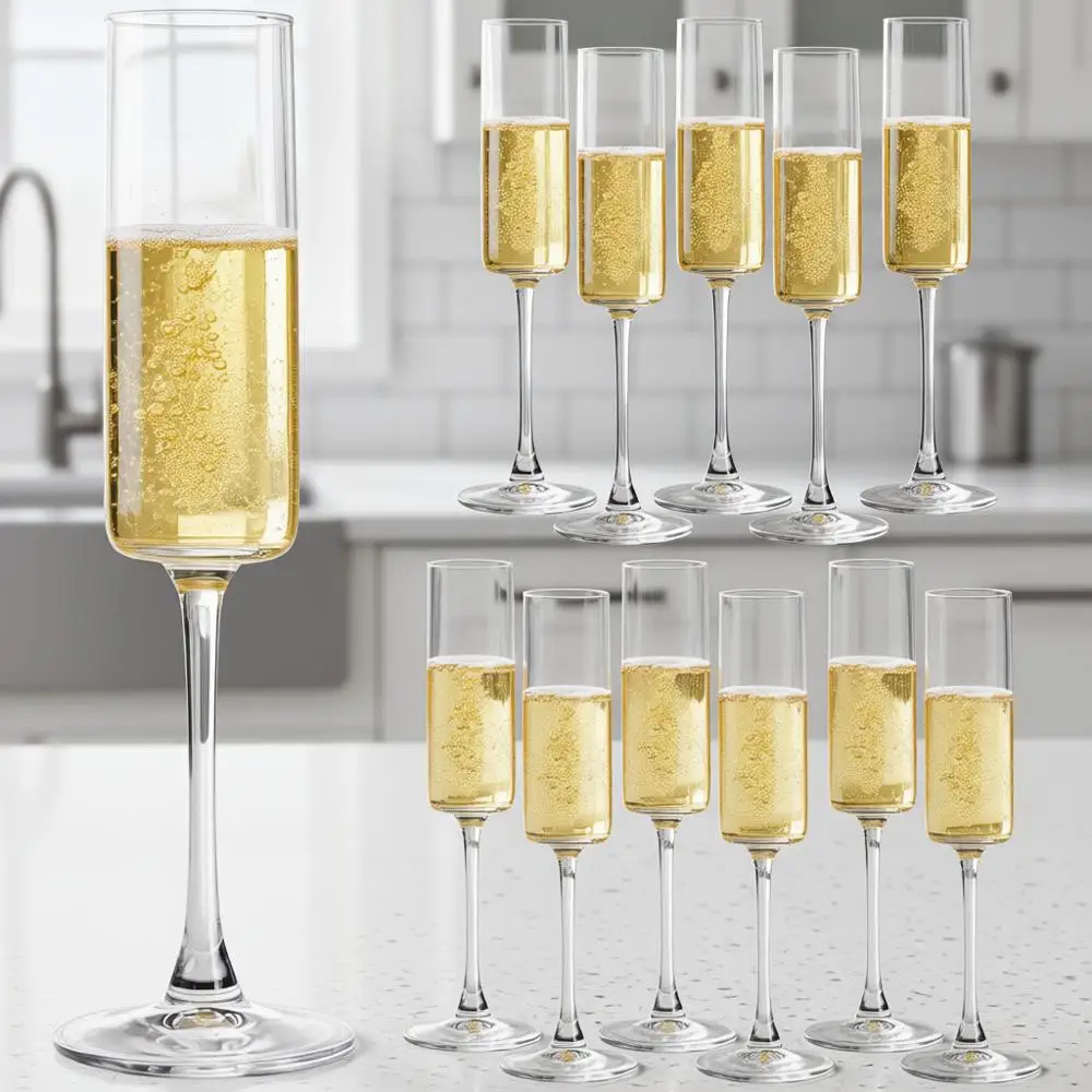 

Set of 12, 6oz Classic Champagne Glasses, Sparkling Wine Glasses, Stemmed Lutes for Party, Wedding, Home - Clear