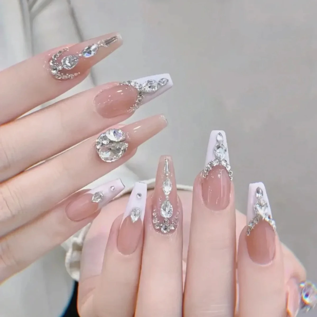 مجموعة من مثقاب الأظافر من حجر الراين ، 12 صندوق شبكي ، شفاف ، مسطح ، فراشة ، قلب ، قطرة #3