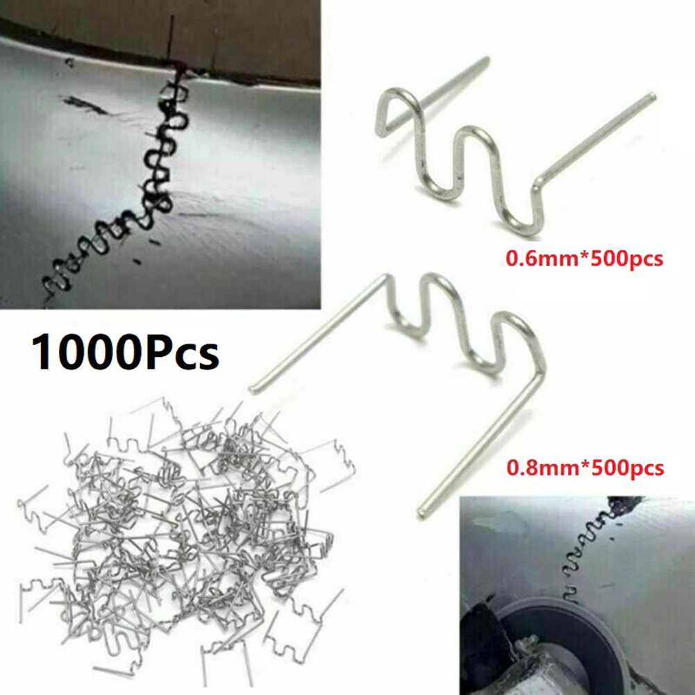 1000Pcs 0.6/0.8mm S Wave Hot Staples Pre-cut Wave Staples For Car Bumper Bodywork Plastic Repairs Stapler Soldering Tools