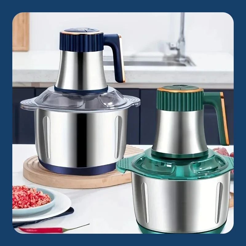 

New Large-capacity 5L Stainless Steel Automatic Meat Grinder Home Blender Multi Function Cooking Machine Multi-speed Adjustment