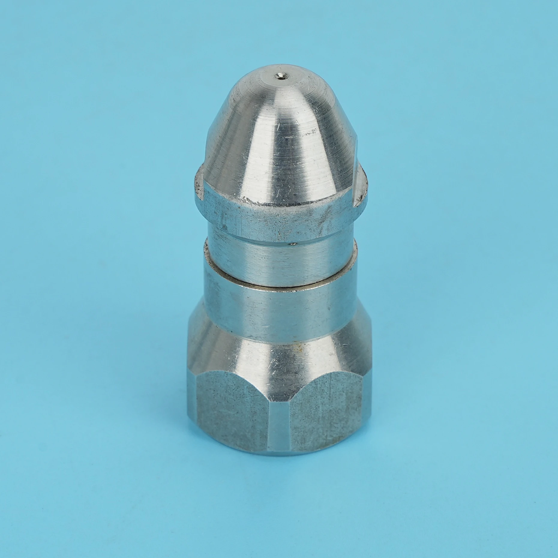 Stainless Steel Sewer Cleaning Nozzle 3/8 Female Thread Rotating Drain Jetting Nozzle Pipeline Dredge Spray Tip
