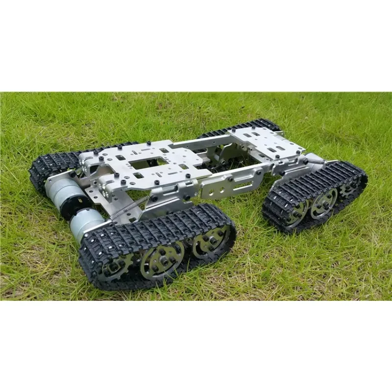 GOOD WZY569 Intelligence RC Tank Car Truck Robot Chassis 393mmx206mmx84mm CNC Alloy Body 4 Plastic Tracks 4 Motors