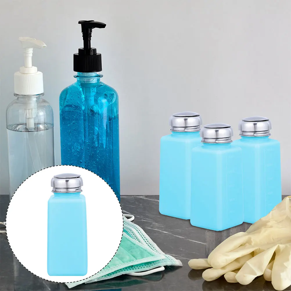 

1pc Blue 250ML Cleaning Bottle Push Down Dispenser Pump Container Lotion Liquid Press Anti Corrosion Acid Alkali Proof Easy