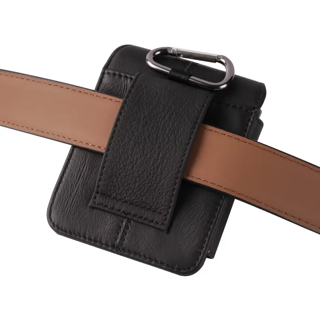 For Samsung Galaxy Z Flip 6 5 4 3 2 5G Waist Bag Z Flip 6 For Motorola Razr 40 /40ultra Genuine Leather Belt Clip Case