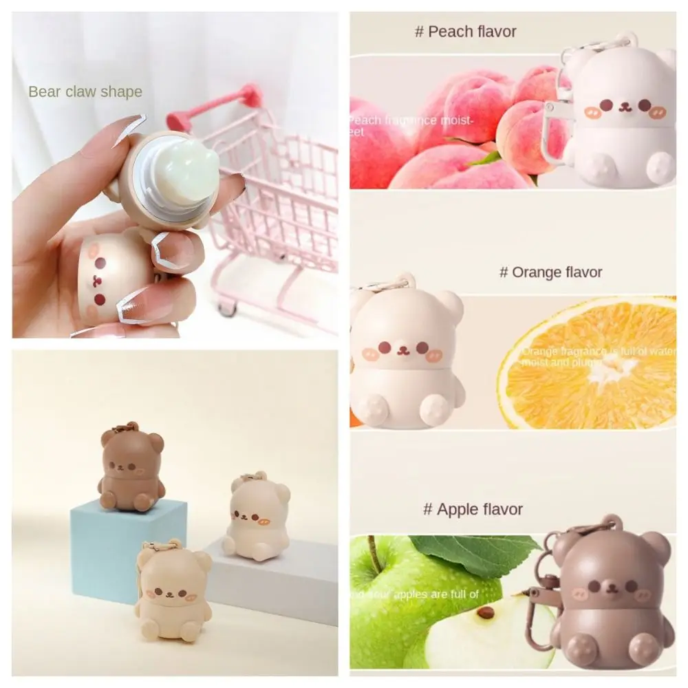 Cartoon Cartoon Lip Gloss Rabbit Shape with Key Chain Lipstick Bear Shaped Long Lasting Lip Balm Kids