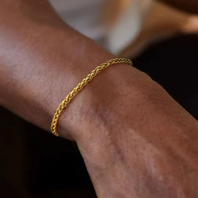 Stainless Steel Rope Chain Bracelet Hip Hop Minimalist Slim Design Trendy Jewelry for Women Office Casual Wear