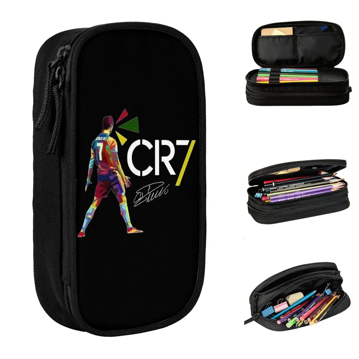 

Football Ronaldos Signature Soccer Cr7 Pencil Case football Pen Bag for Student Big Capacity School Supplies Zipper Pencilcases