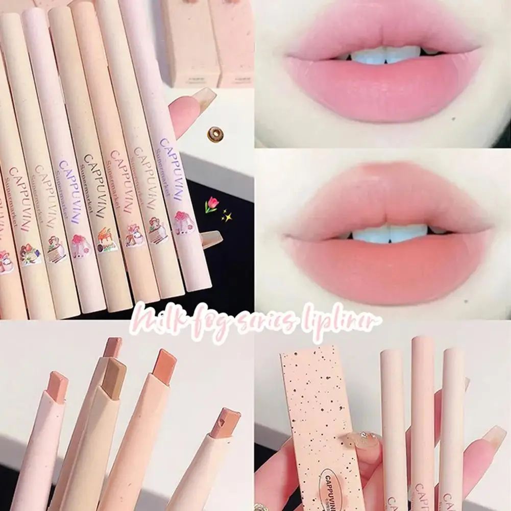 5pcs/set Matte Lip Liner Lipstick Pen Long Lasting Non-stick Cup Waterproof Smooth Soft Velvet Lipliner Pencil Makeup Cosmetics