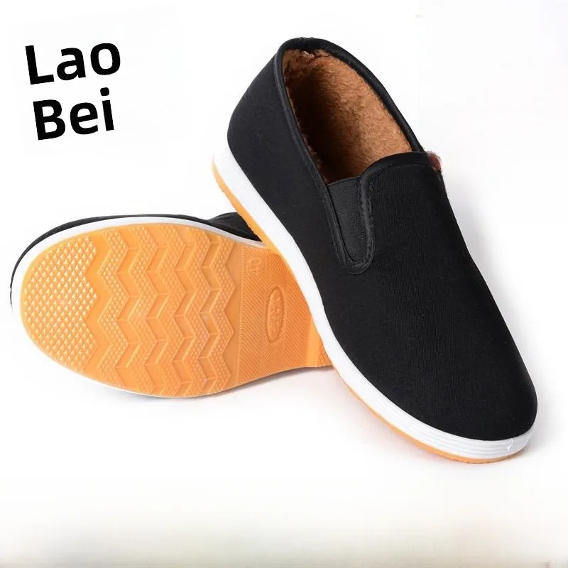 

Old Beijing Thiened Fce Lined Canvas Slip-On oes Warm Anti-Slip Work oes for Men Casual Comfortable Leisure oes