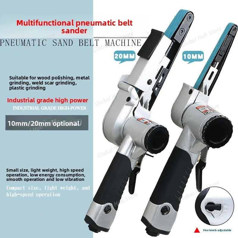 

1PCS Pneumatic Belt Sander Grinder, Derusting and Deburring Polishing Machine Ring Belt Sanding Wheel Machine Tool