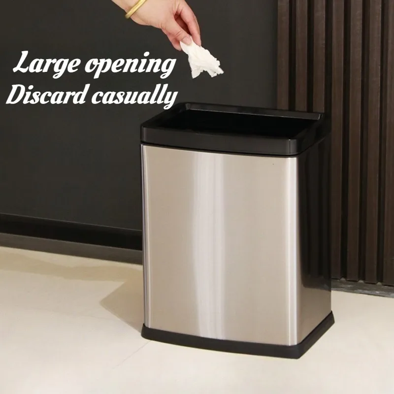 Metal Double-decker Waste Bin Uncovered Solid Color Rectangle Large Capacity Waste Bin Rust-proof Modern Luxury Home Merchandise