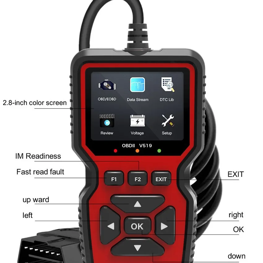 New OBD2 V519 Scanner Live Data Professional Mechanic OBDII Diagnostic Code Reader Tool for Check Engine Light Read/Erase Codes