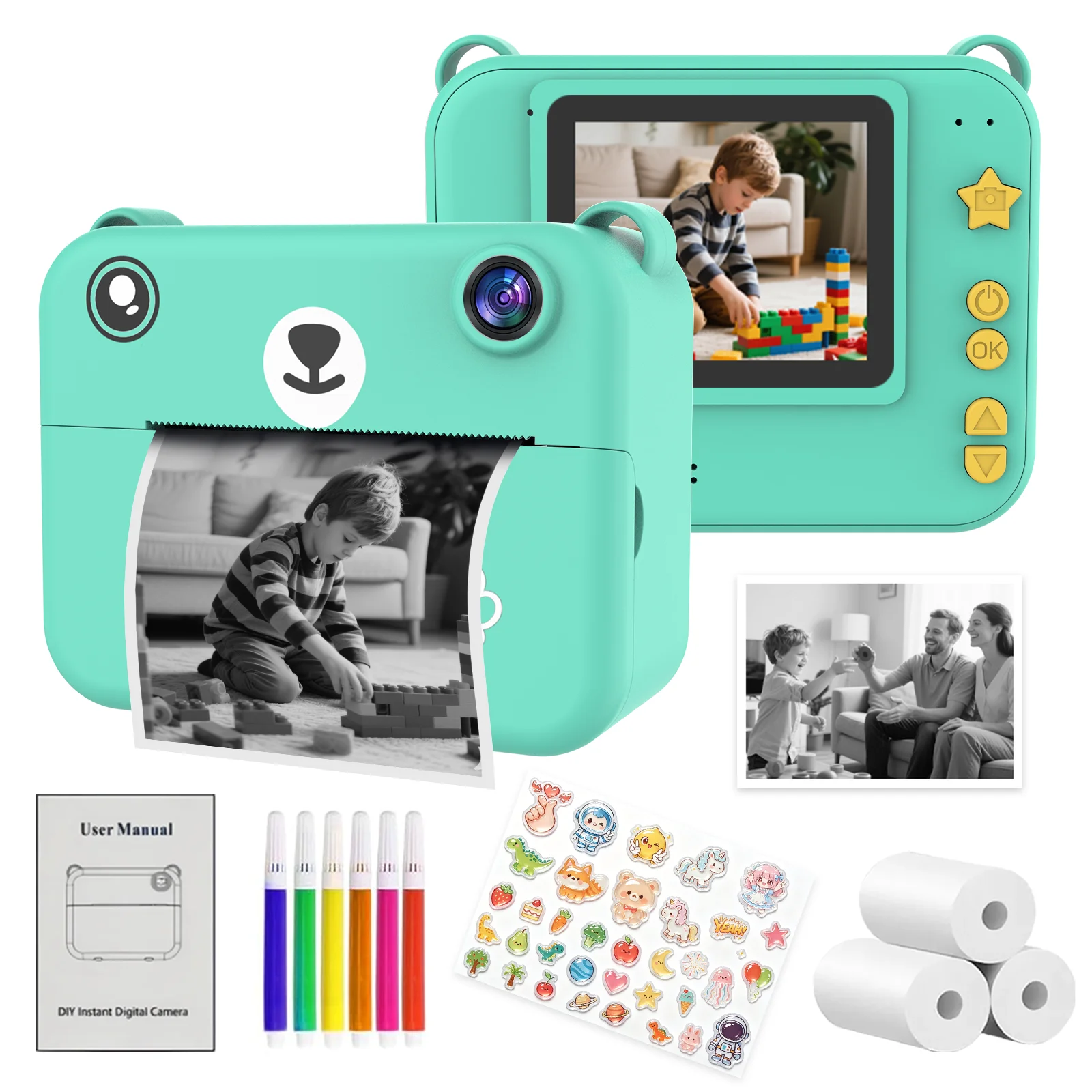 Mini Instant Digital Camera Portable for Photography Print Photo 1080P HD With Video Recorder Mini Thermal Printer Birthday Gift