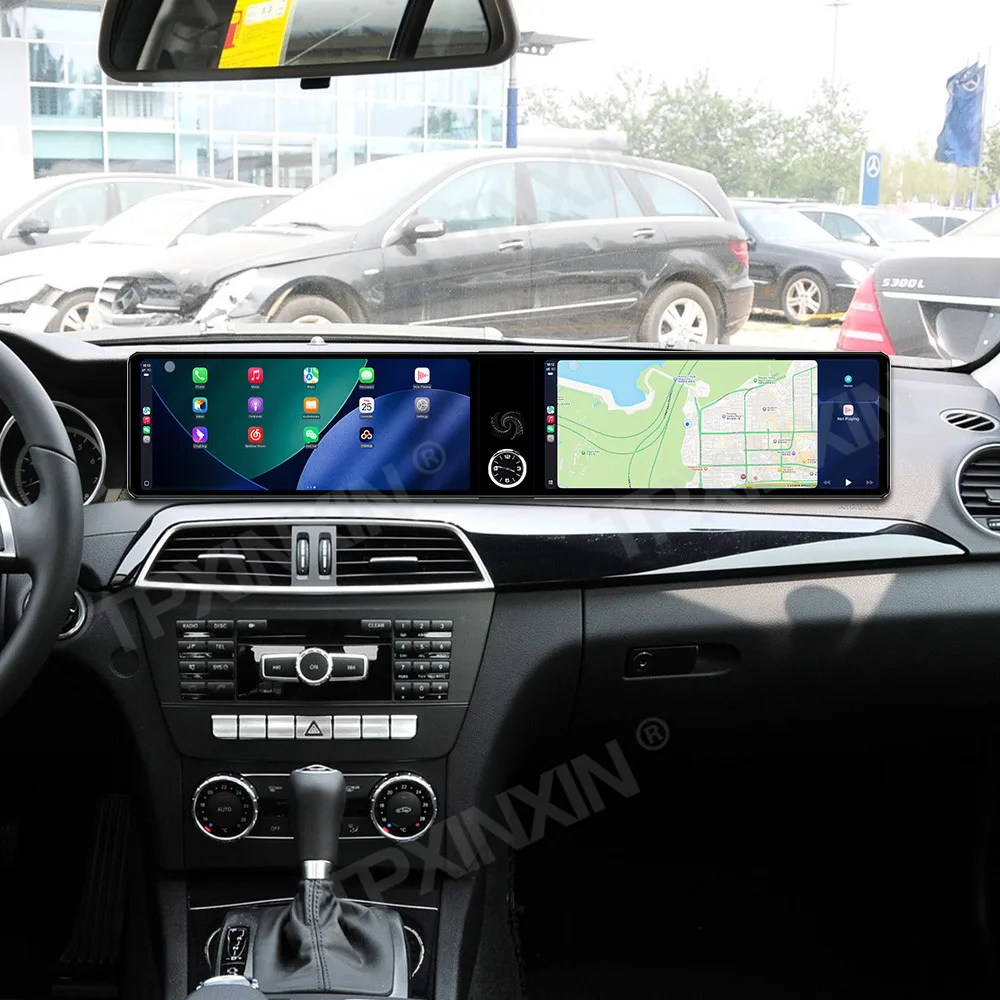 

12,3-дюймовый автомобильный радиоприемник для Mercedes-Benz C 2011-2014, двойной экран, автомобильный мультимедийный видеоплеер, стерео, авто GPS-навигация, Carplay Unit 4G