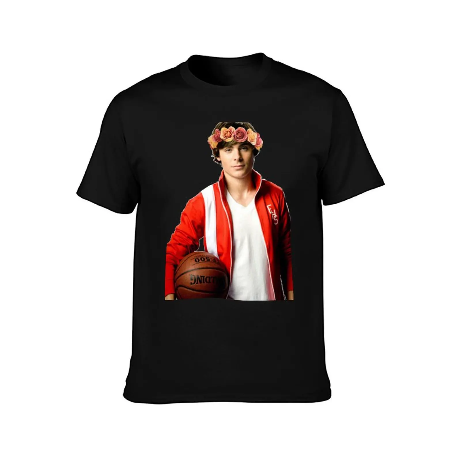 Zac Efron Flower Crown T-Shirt Summer Casual Cotton Tee Oversized Streetwear Tops Vintage Graphic Print Unisex Men Women