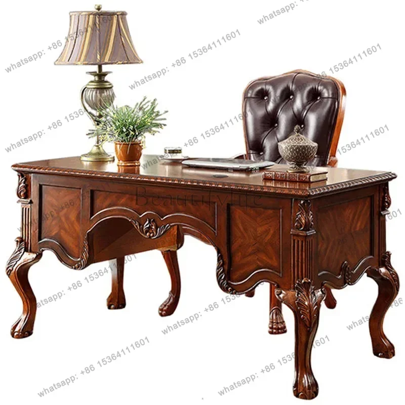 HJ Boss Table Vintage American Desk Stable, Office Desk Spacious ,Wooden Furniture Solid Wood Study Room Customized Product
