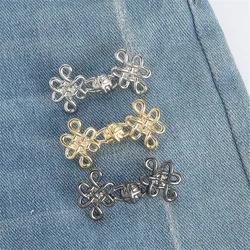 Beautiful Chinese Knot Adjustable Tightener Waist Buckle for Jeans,No Sewing Required Metal Button Adjuster for Pants and Skirts