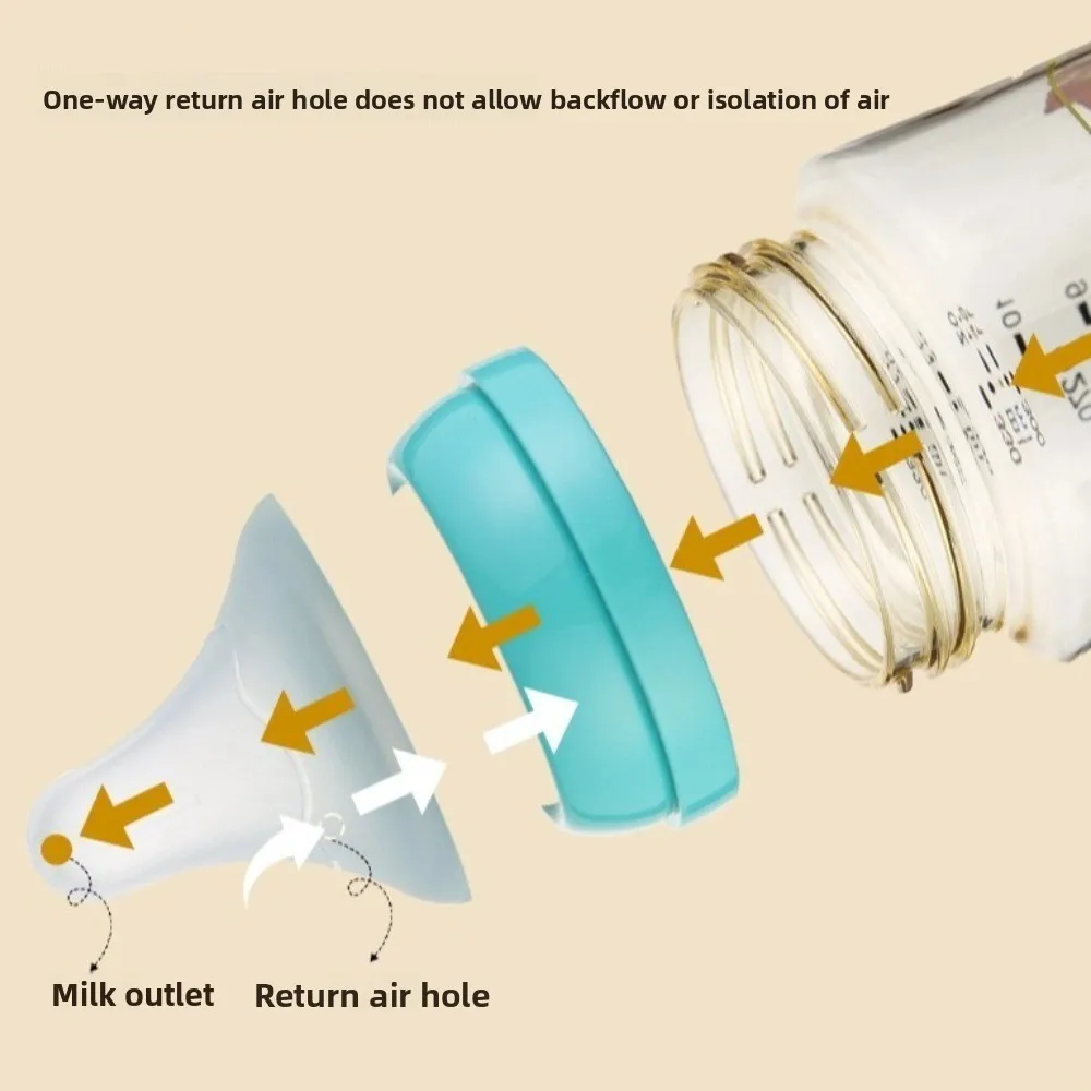 زجاجة حليب الأطفال الكرتونية المحمولة مع مقبض نمط الحيوان زجاجة الوليد شفافة 330 مللي كوب شرب الطفل التغذية الليلية #5