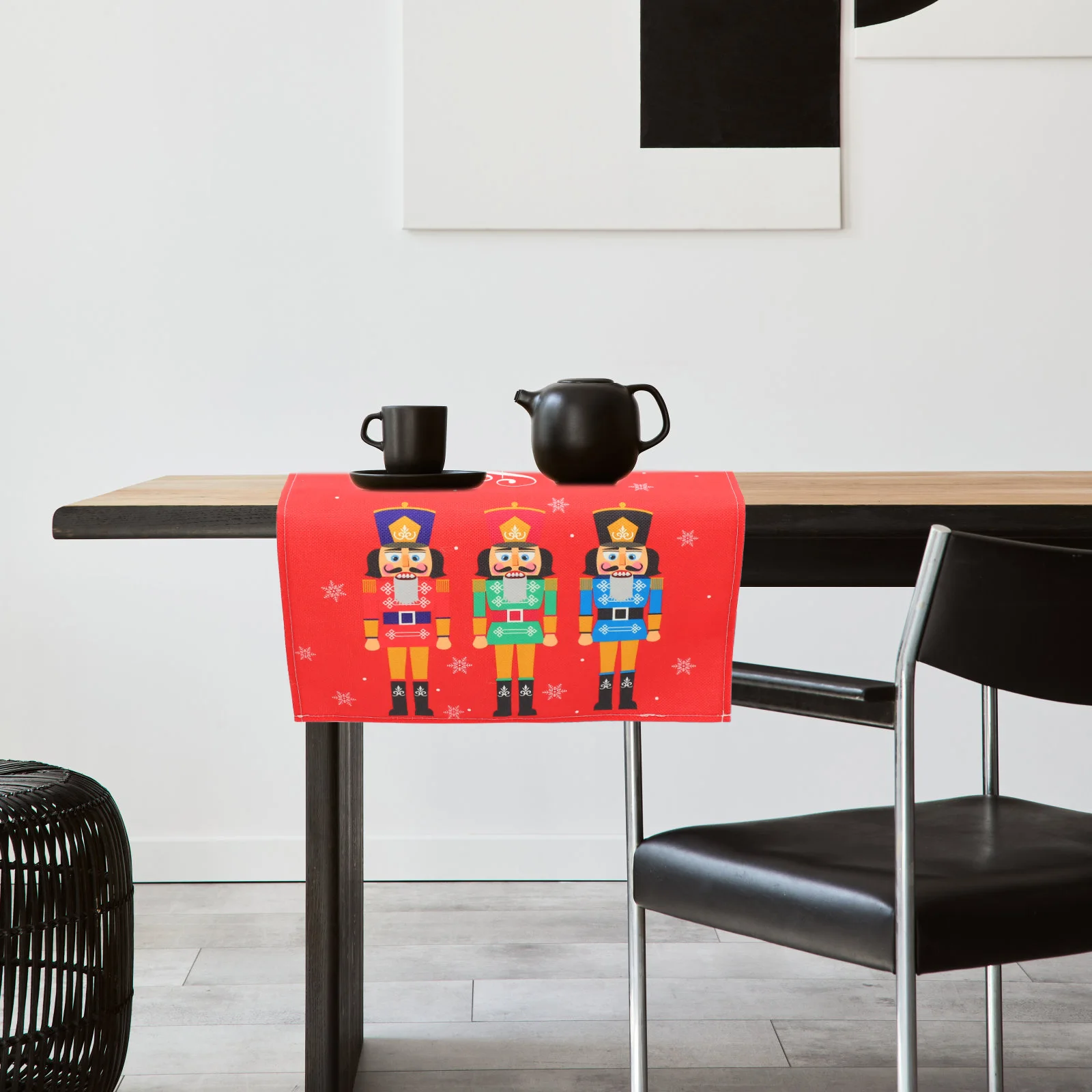 

Nutcracker Table Runner Christmas Decor Walnut Soldier Design Festive Tablecloth Home Party Supplies Photo Prop Xmas nament