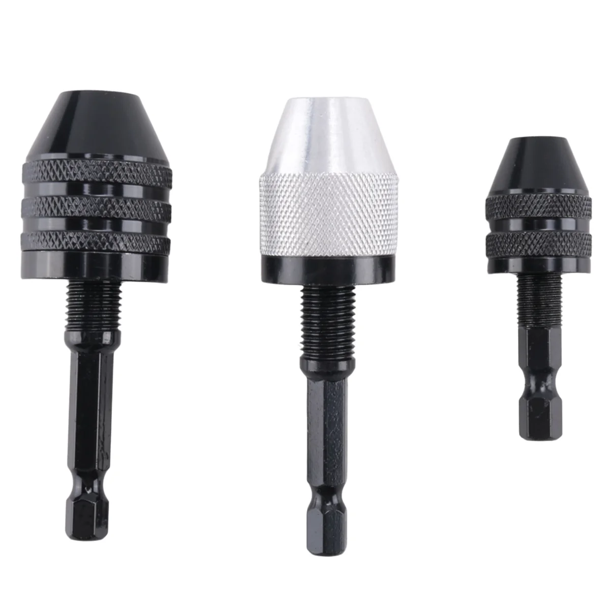 3 Pcs Keyless Drill Chuck 1/4 Inch Hex Shank Keyless Drill Chuck Converter Drill Adapter for Impact Drill Tool