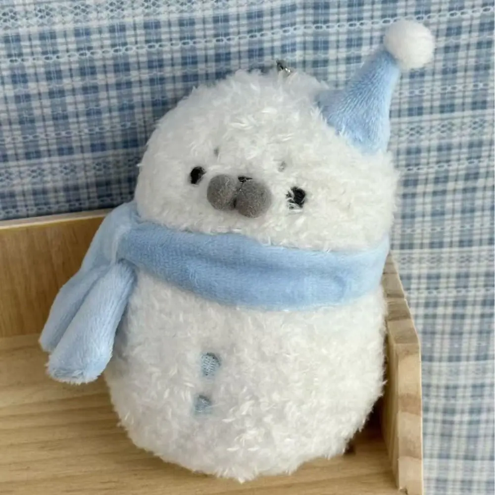 Cute Seal Snowman Plush Toys Mini with Bead Chain DIY Cartoon Bag Pendant Backpack Decor