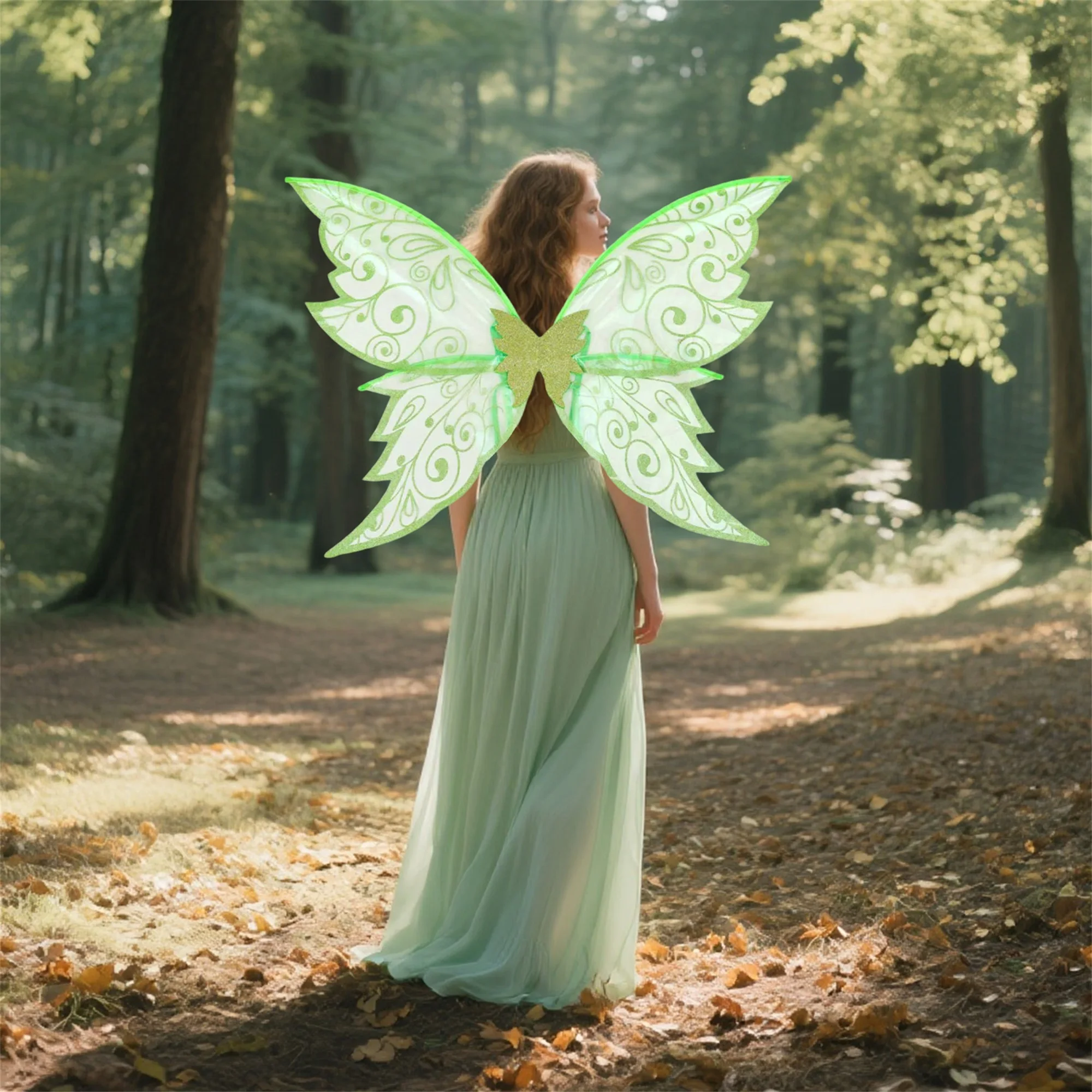 Set di costumi da principessa delle fate per bambini Abito tutù in tulle scintillante con ala di farfalla e bacchetta per feste di Halloween