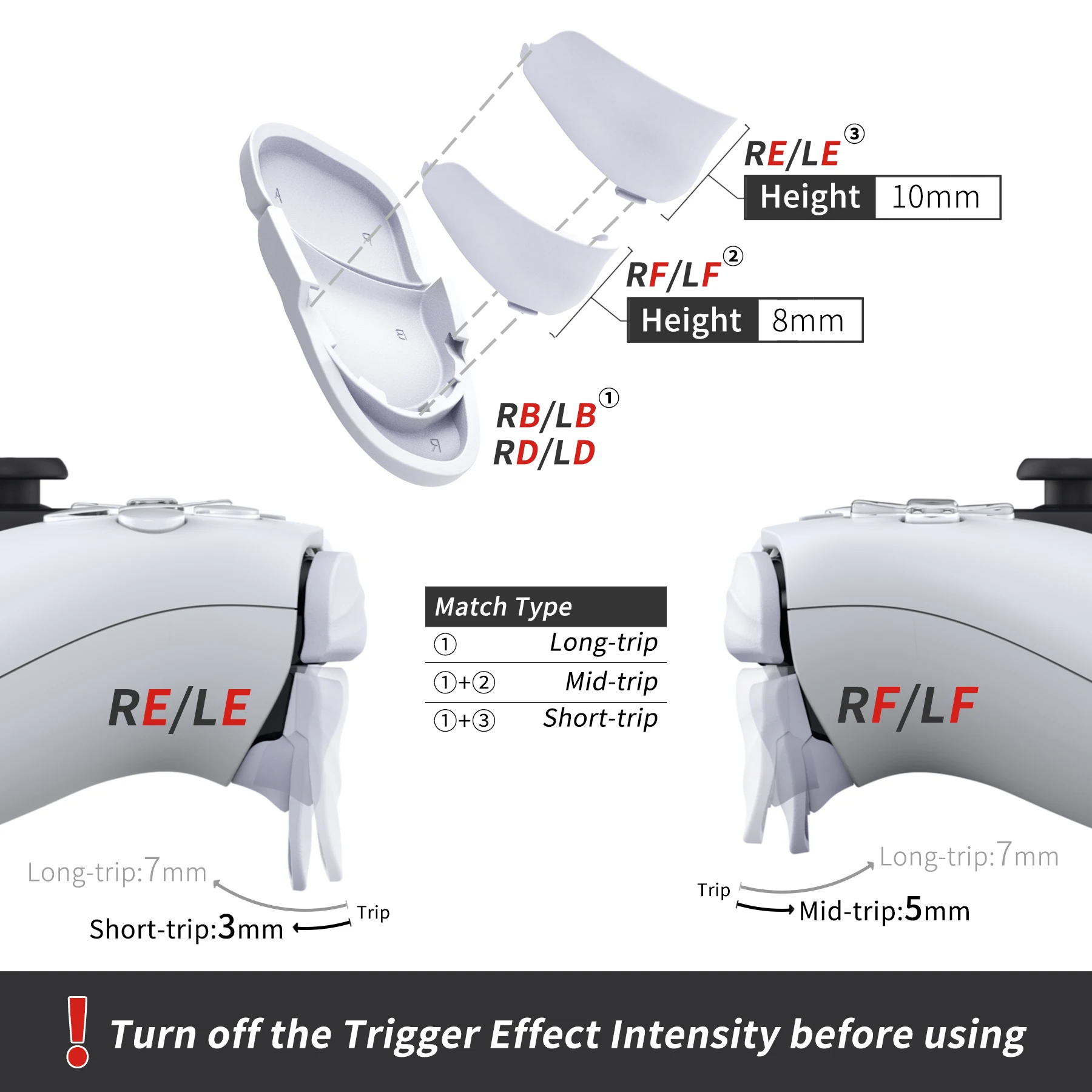 PlayVital DUNE Trigger Stop Shoulder Buttons Extension Kit for ps5 Controller, Stopper Bumper Trigger Extenders - 3 colors