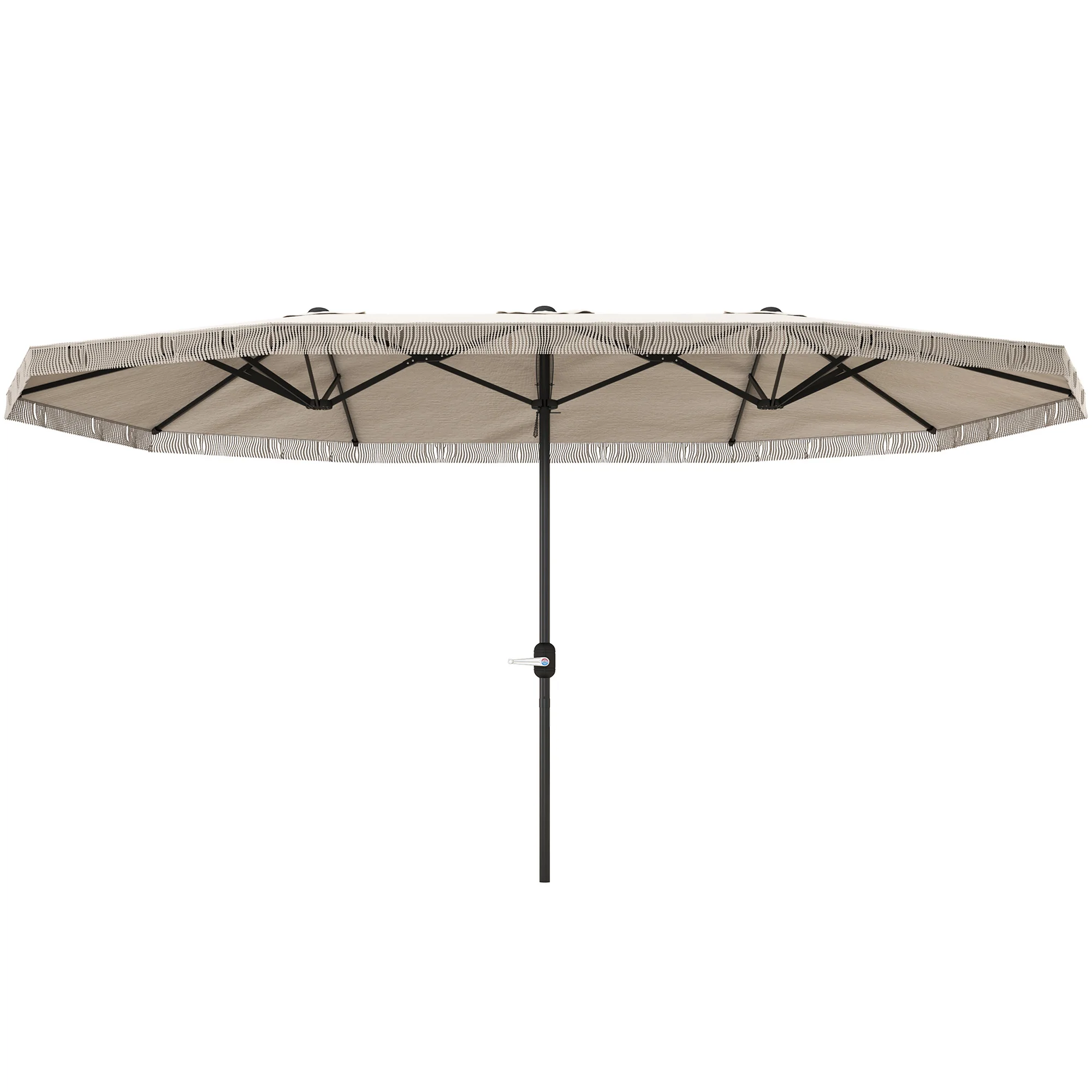 Outsunny dubbele parasol 4,5 x 2,65 m met handmatige slinger waterdichte crème