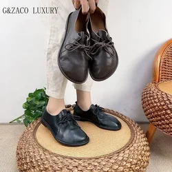 scarpe a piedi nudi donna punta larga scarpe da donna in vera pelle appartamenti in pelle bovina suola morbida superficie morbida scarpe casual da donna autunno