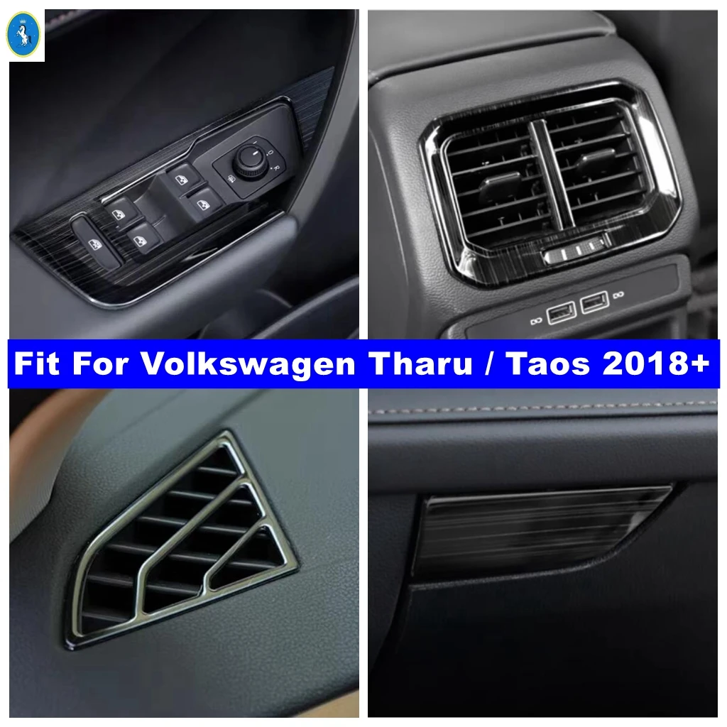 

For VW Volkswagen Tharu / Taos 2018 - 2023 Car AC Air Outlet / Window Lift Button / Glove Storage Box Cover Trim Kit Accessories