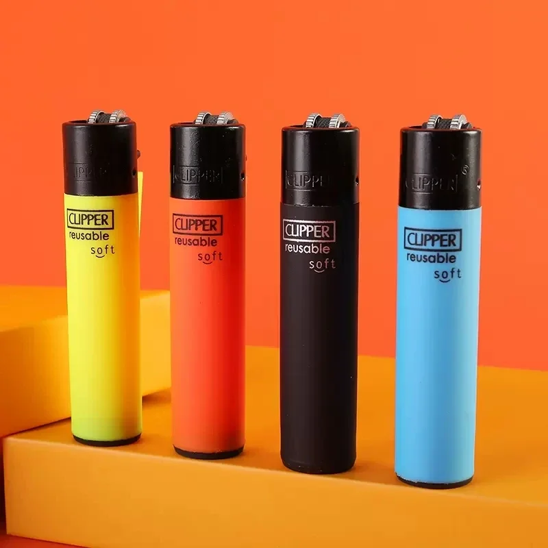 Clipper Lighter Large Color Rubber Spray Paint Lighter Butane Gas Lighter Fire Rate High Lighters Smoking Ignition Gadgets Gift