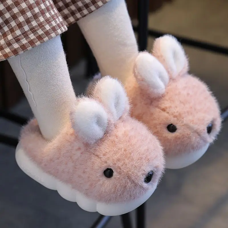 

Winter Children's Cotton Slippers Warm Fleece Lined Infant Baby Boots Cute Rabbit Design for Indoor Outdoor Use