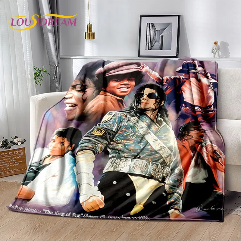 Pop 3D yumuşak peluş battaniye MJ Michael Jackson kral, flanel battaniye atmak battaniye oturma odası yatak kanepe piknik çocuklar için