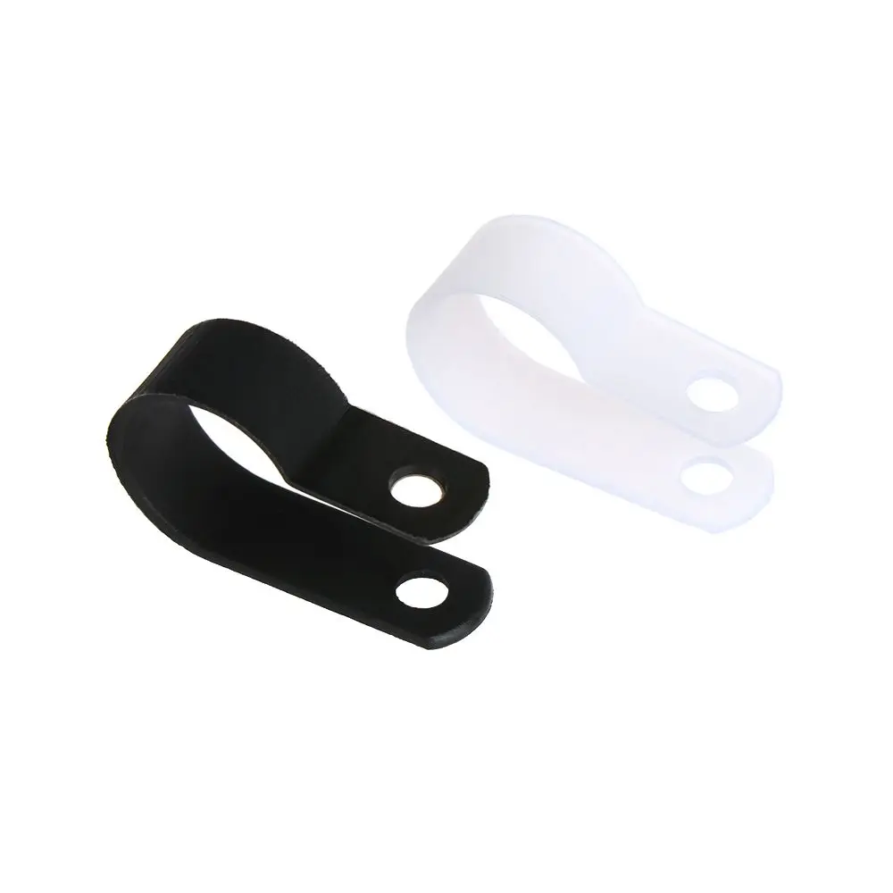 100PCS Durable Electrical Fittings Metal Useful Wiring Hose Fasteners Nylon Cable Clamp Pipe Mounting Fix R-Type Clip